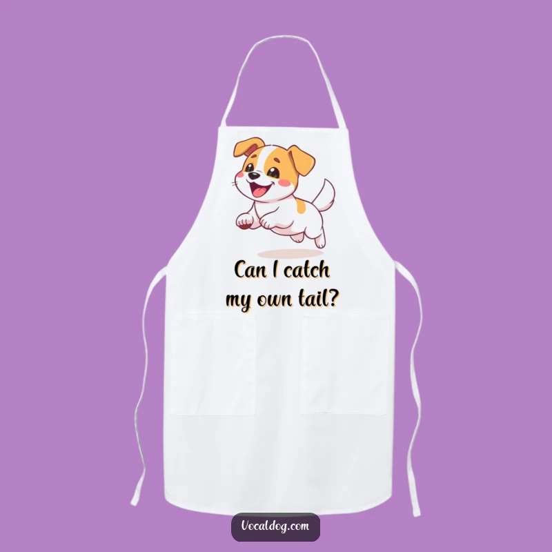 Funny Tail Chasing Dog Apron - Cooking Up Fun Hilarious Kitchen Gift