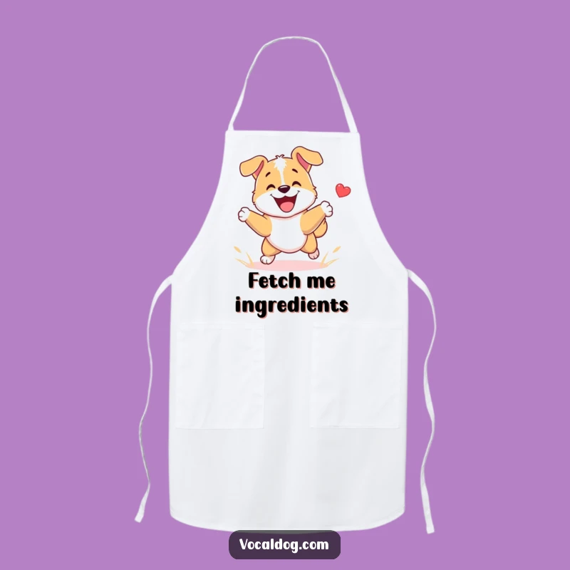 Funny Happy Fetch Dog Apron: Cook with Playful Joy