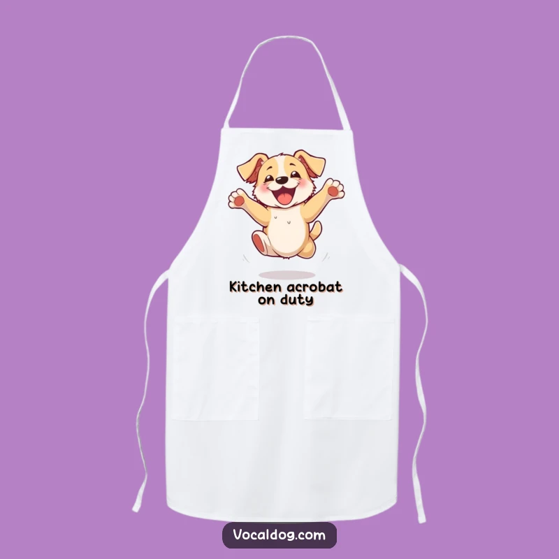 Funny Excited Dog Jumping Apron - Cook with Canine Cheer