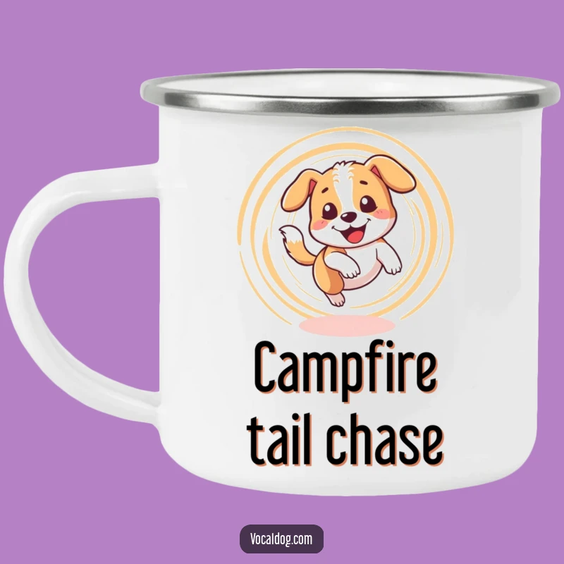 Funny Adventure Dizzy Dog Mug: Tail Chase Outdoors Gift