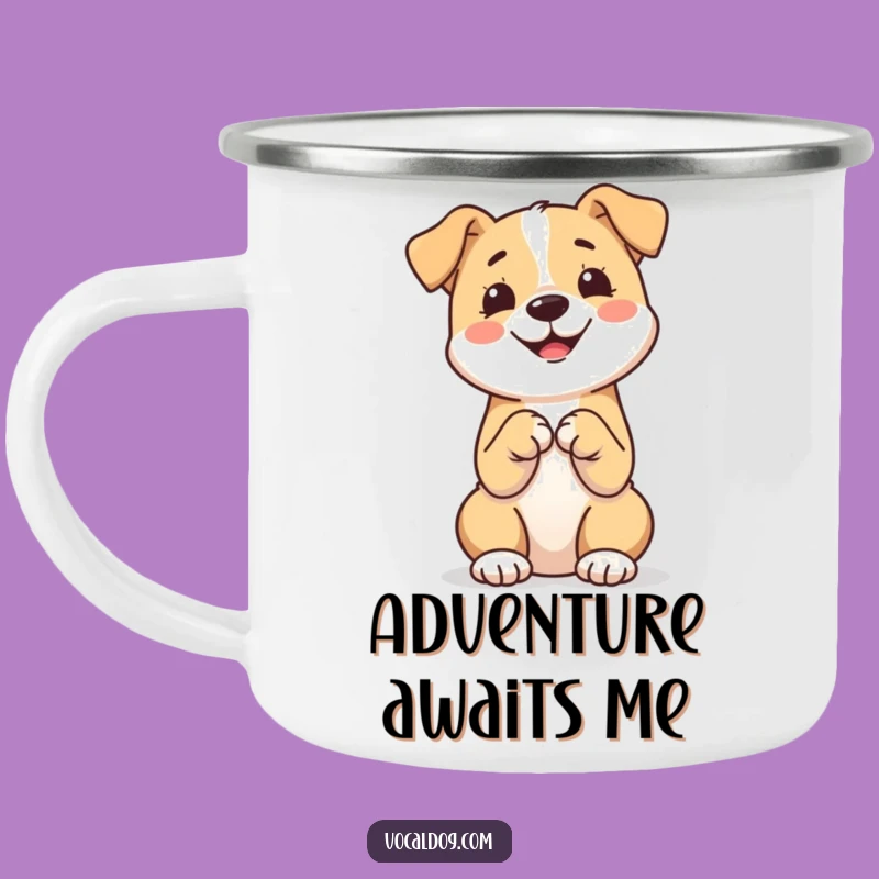 Funny Camp Dog Mug: Sitting Paws Together, Outdoor Pet Lover Gift