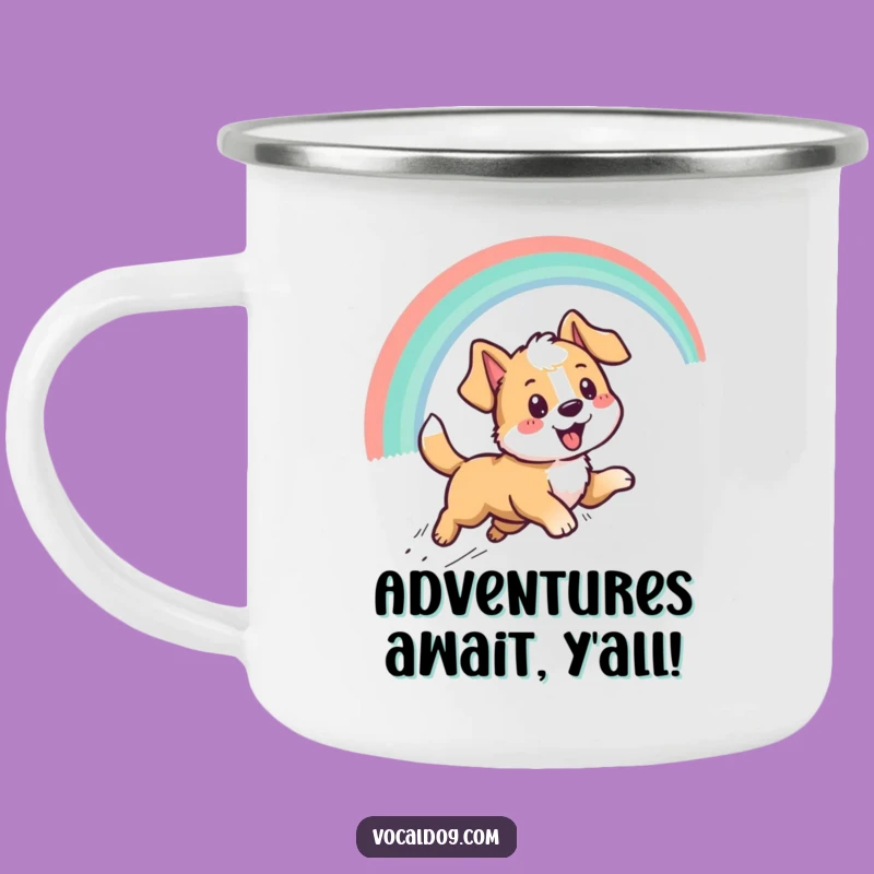Funny Dog Rainbow Camping Mug - Trailside Cheers, Outdoorsy Pup Gift!