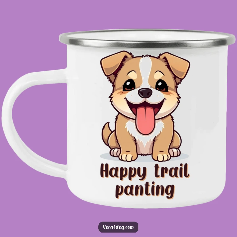 Funny Joyful Dog Camping Mug - Panting Pup, Outdoor Fun, Adventure Gift