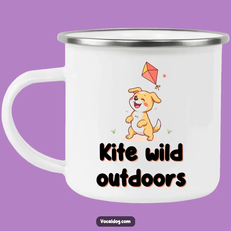 Funny Dog Kite Camping Mug: Adventure Fuelled by Fun, Perfect Gift