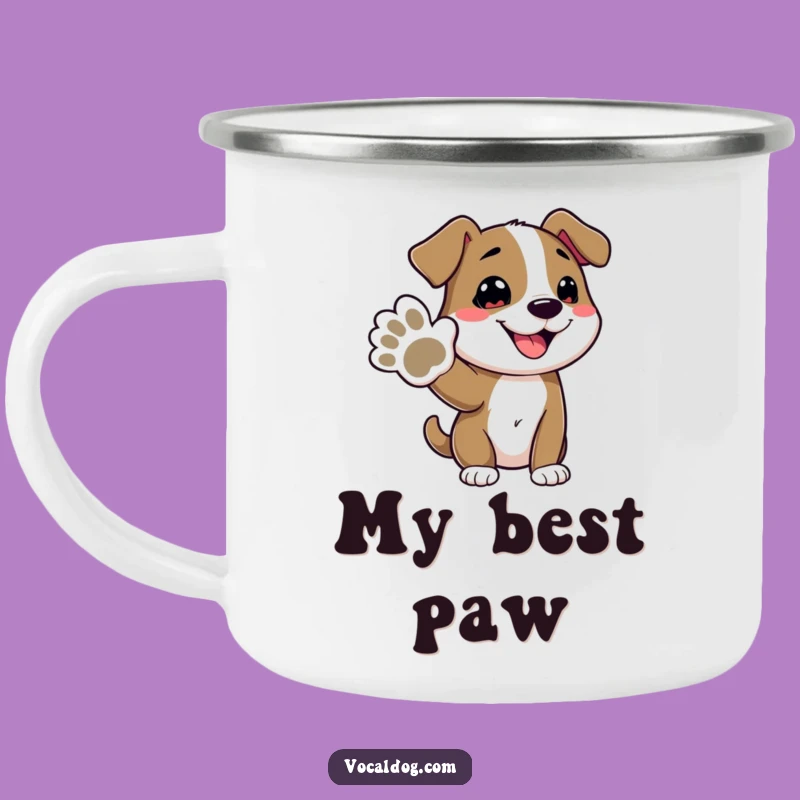 Funny Dog Offering Paw Camping Mug: Adventure and Laughter on the Go