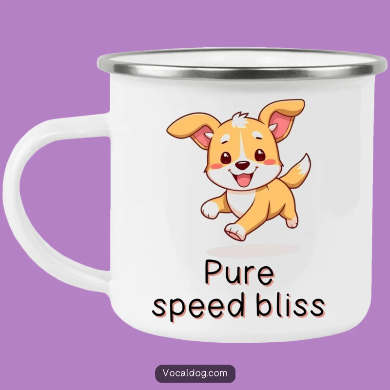 Take the spirit of adventure wherever you go with this funny camping mug featuring a dog running with ears flapping. Your perfect outdoor companion.