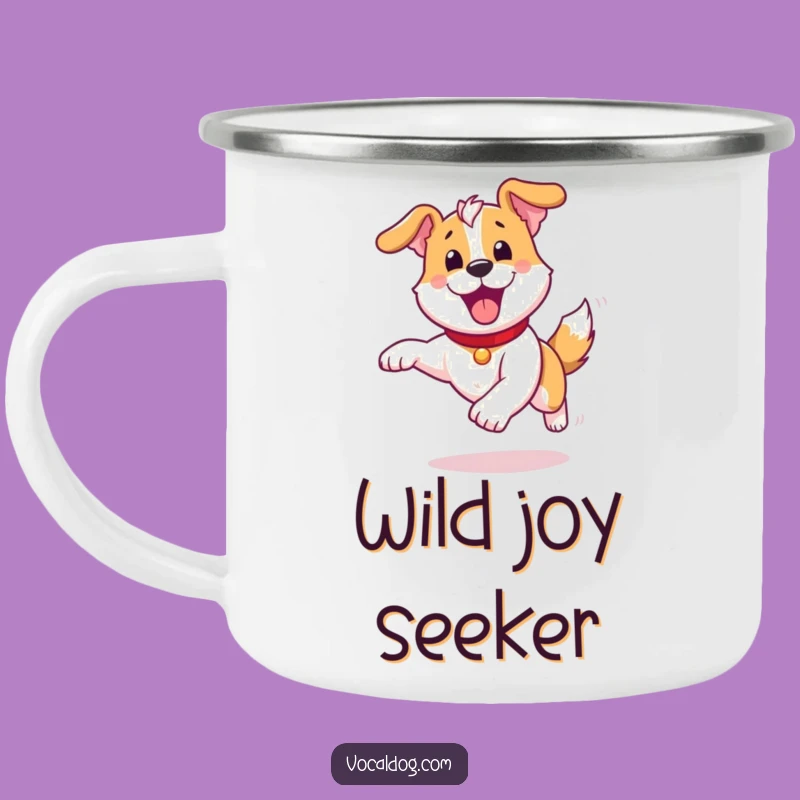 Funny Joyful Dog Camping Mug: Outdoor Energy, Pure Design, Great Humorous Gift