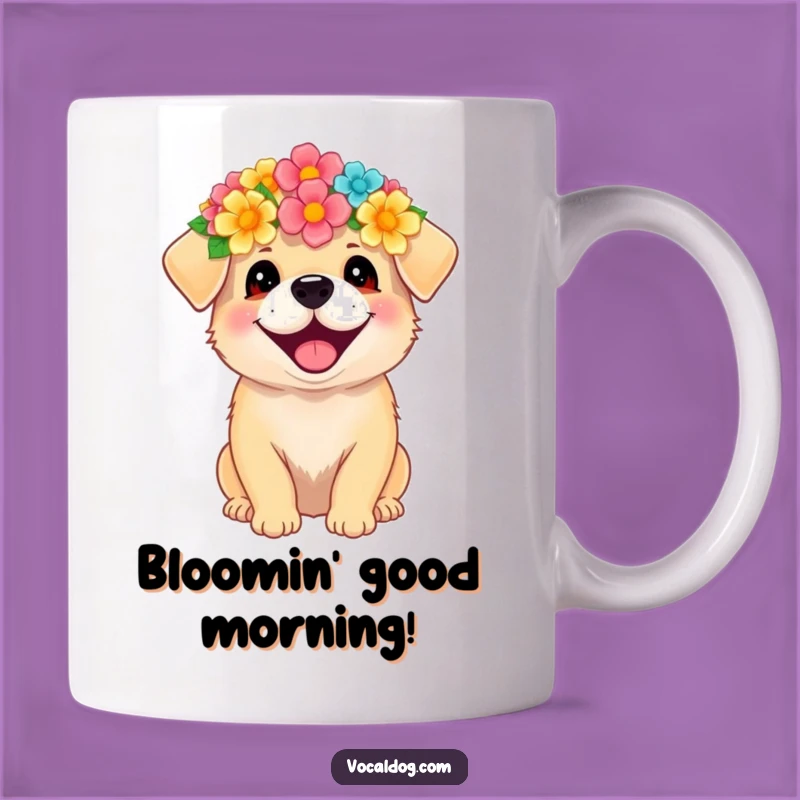 Funny Flower Crown Dog Mug - Adorable & Happy Canine Joyful Gift
