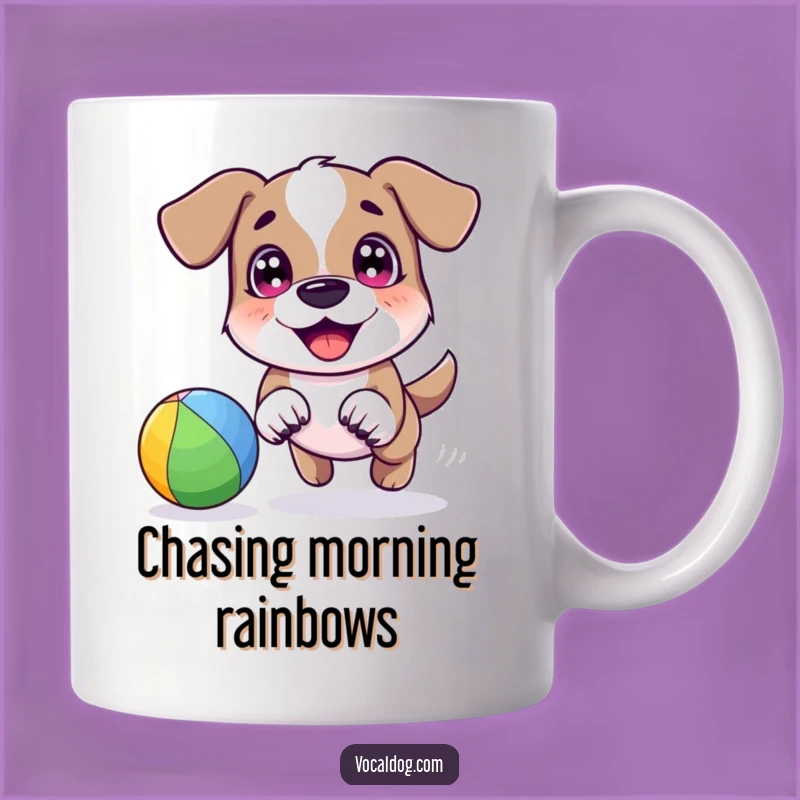 Funny Dog Chasing Rainbow Mug: Joyful Pup Playtime for Dog Lovers Gift