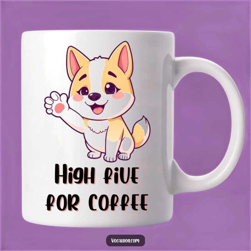 Funny Friendly Dog Mug - Happy Dog Offering Paw, Warm Greeting, Perfect Gift