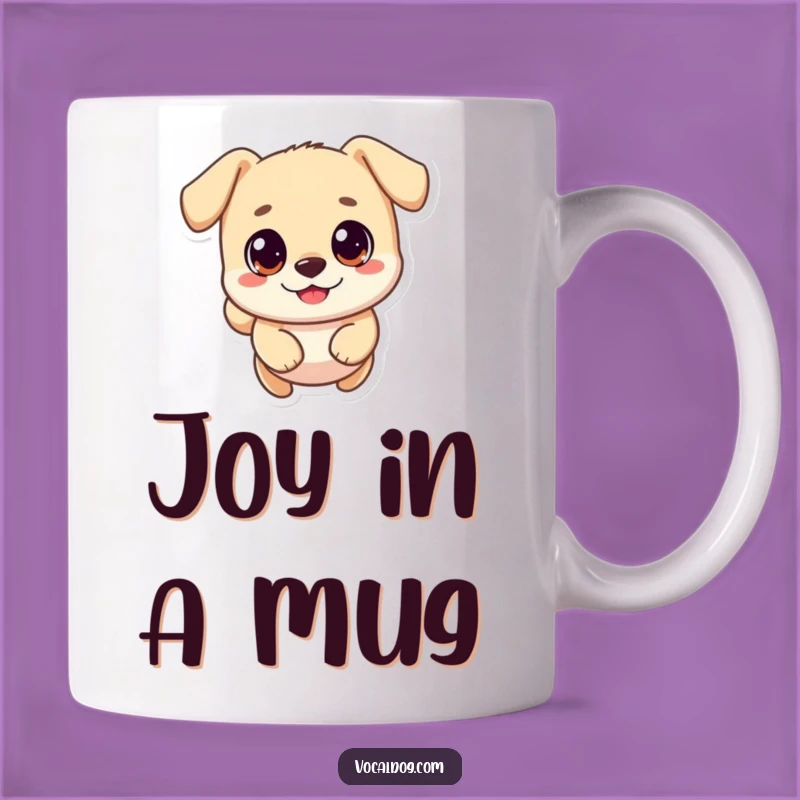 Funny Happy Dog Mug: Round Character Joyful Leap, Perfect Funny Gift for Dog Lovers