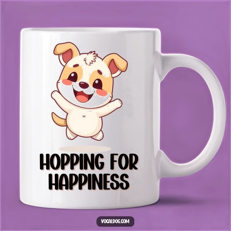 Funny Hopping Dog Mug: Cheerful Expression Gift for Dog Lovers