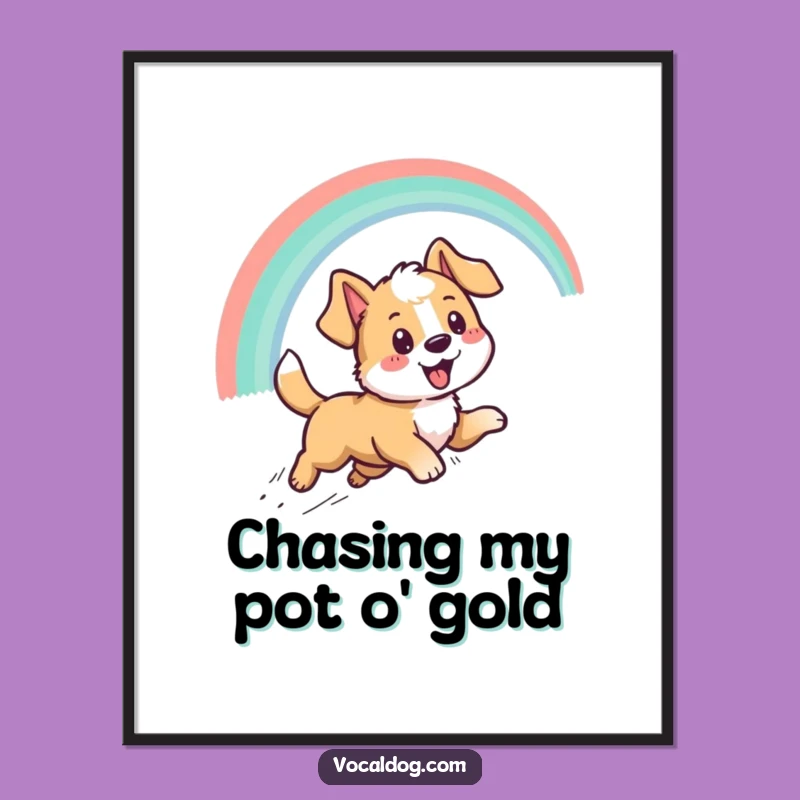 Funny Dog Rainbow Digital Art - Instant Download Optimistic Pup Print, Gift!