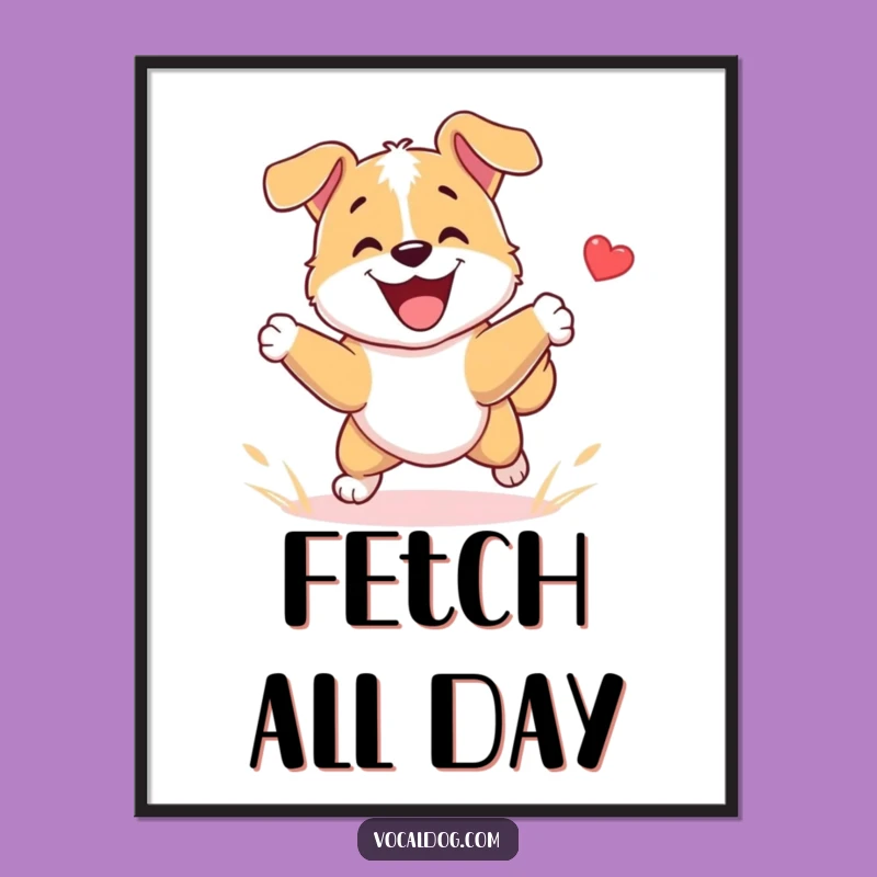 Funny Happy Fetch Dog Digital Art: Capture the Joy of Play