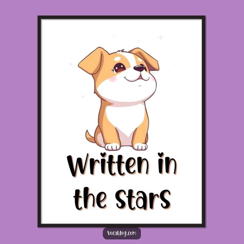 Funny Blissful Dog Digital Art: Instant Sky Gazing Download, Perfect Gift
