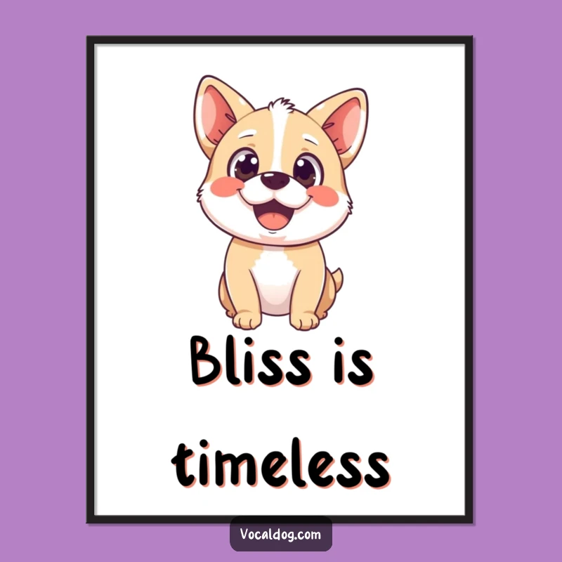 Funny Blissful Dog Digital Print - Happy Dog Art, Pure Joy Decor, Instant Gift