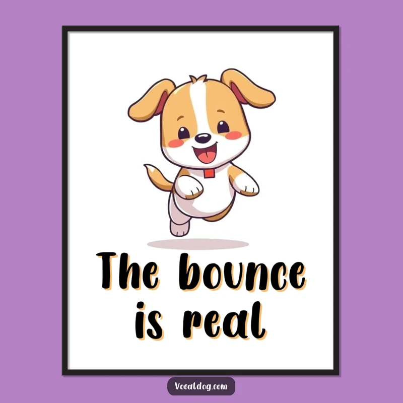 Funny Bouncing Dog Digital Art: Instant Joy, Carefree Design, Unique Humorous Gift