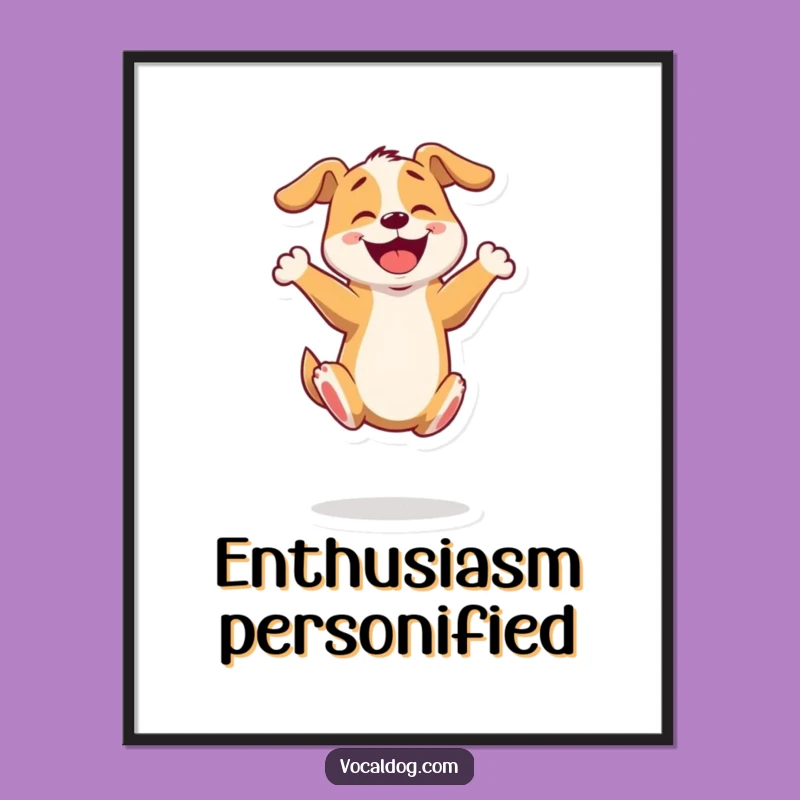 Funny Bouncing Dog Digital Art Print: Energetic Pup Art Instant Gift