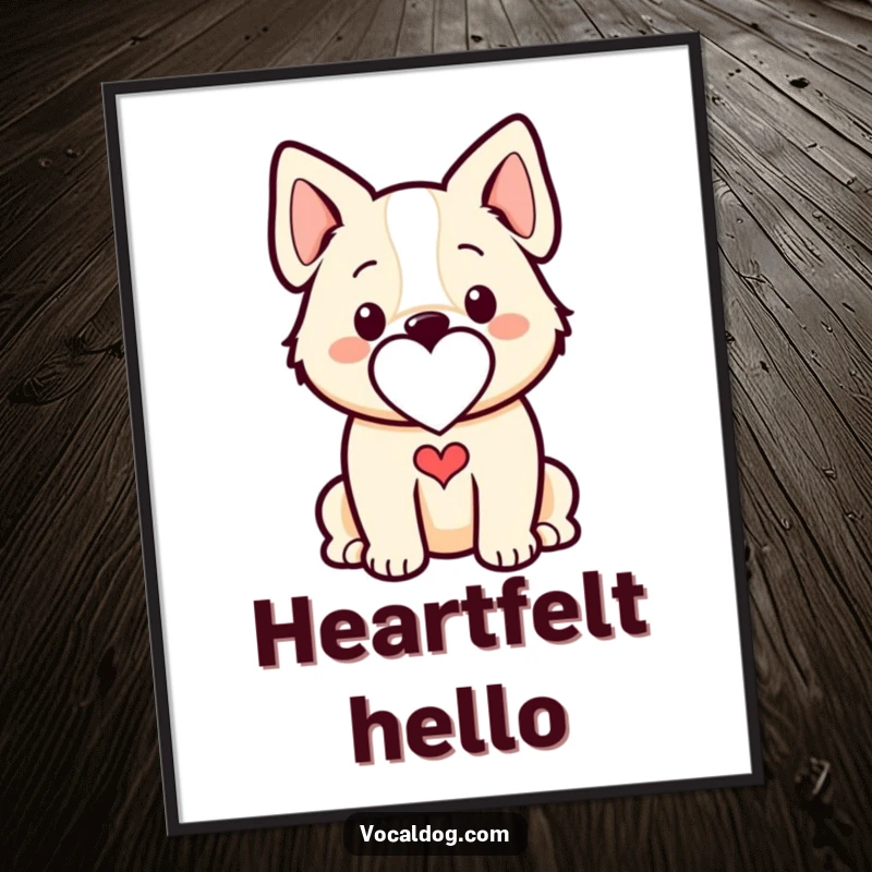 Funny dog digital art print of a stylized outline with a subtly integrated heart, celebrating love for dogs.