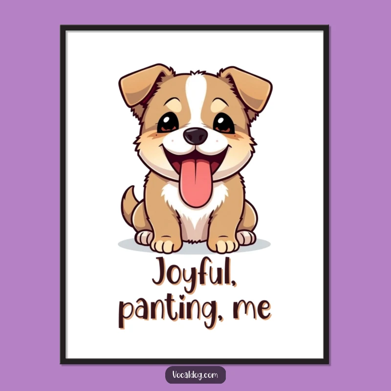 Funny Joyful Dog Digital Print - Panting Dog Art, Happy Decor, Instant Gift