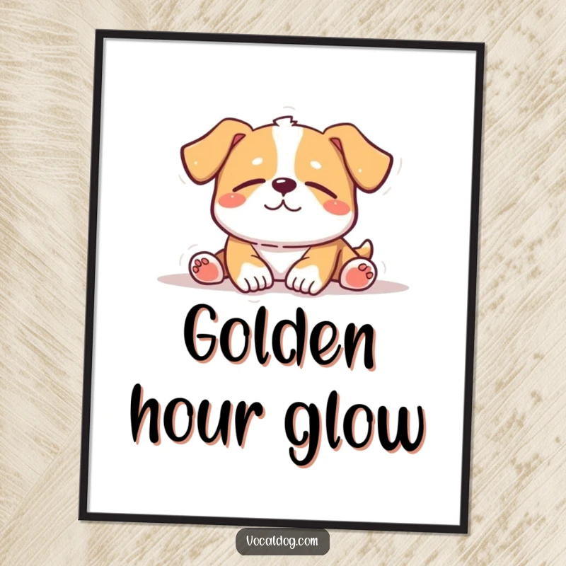 Funny Digital Art Print: A high-resolution image of a dog peacefully sunbathing with eyes closed, embodying pure contentment and relaxation.