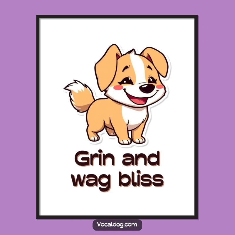 Funny Goofy Dog Digital Art: Printable Grin & Tail, Ultimate Funny Gift