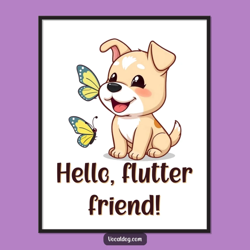Instant Download Funny Dog Butterfly Bark Art: Joyful Decor!
