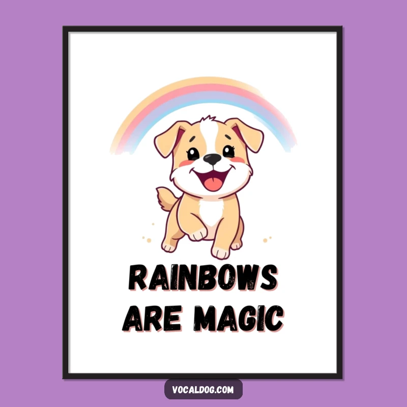 Funny Puppy Rainbow Digital Print - Smiling Dog Art, Joyful Decor, Instant Gift