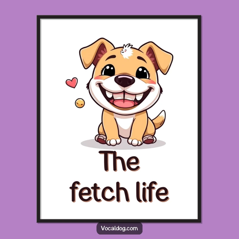 Funny Fetch Dog Digital Art: Instant Grin, Playful Design, Unique Humorous Gift