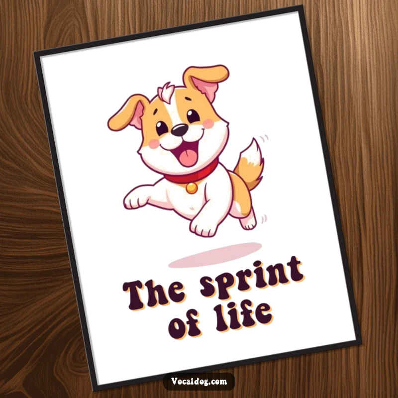 Funny Digital Art Print: A high-resolution image of a dog running with pure, unadulterated joy, embodying ultimate happiness and freedom.