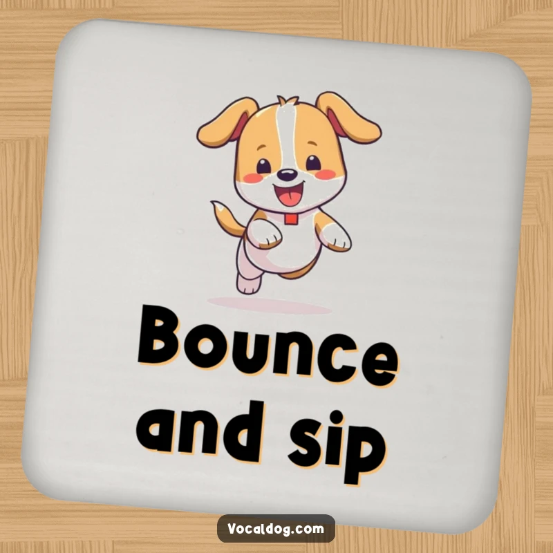 Funny Drink Coasters: A set of coasters featuring dogs happily bouncing with carefree abandon, bringing playful energy to tabletops.