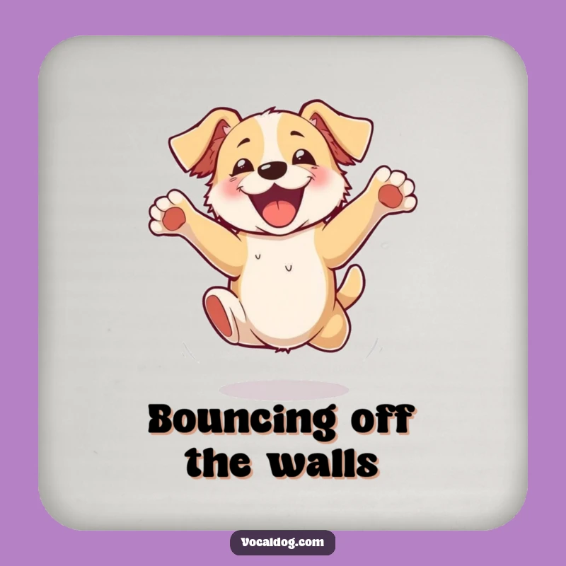 Funny Excited Dog Jumping Coasters - Protect Surfaces with Pawsitive Fun