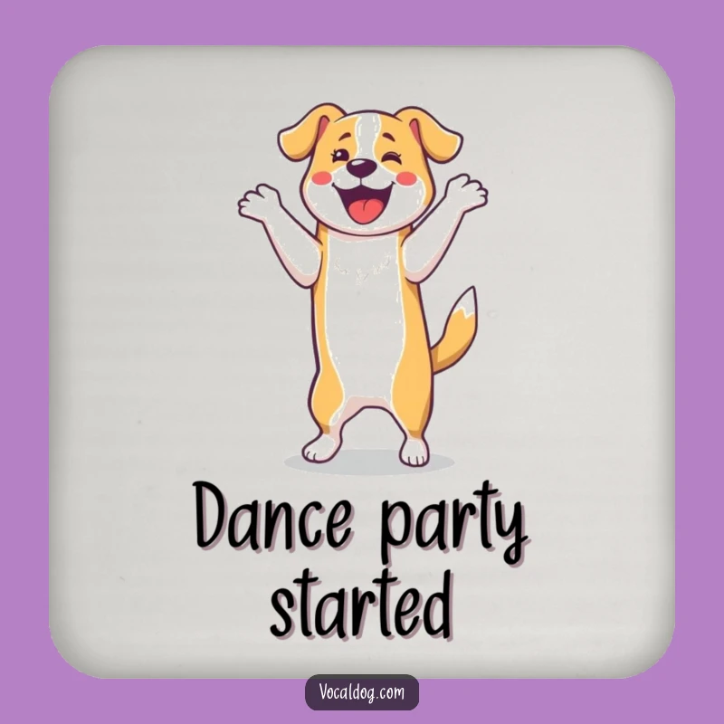 Funny Dog Happy Dance Coasters (Set of 4) - Protect Surfaces with Energetic Humor