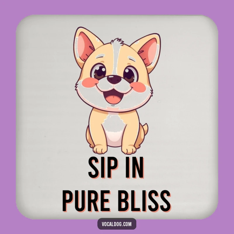 Funny Blissful Dog Coaster - Happy Dog Art, Protect Surfaces, Fun Gift