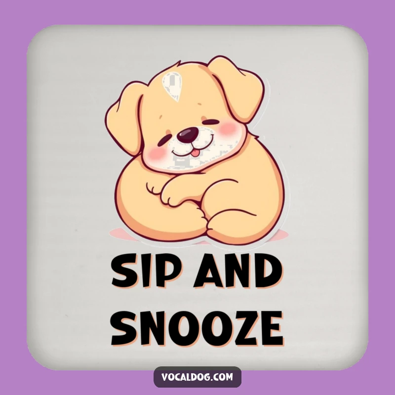 Funny Dog Drink Coaster: Content Sigh Comfort, Relaxed Table Gift