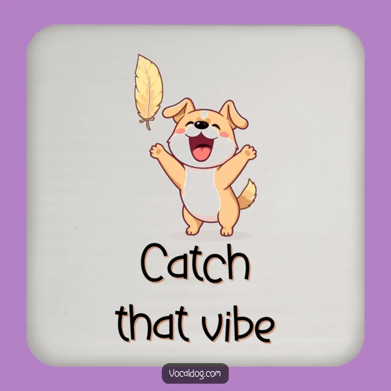 Funny Dog Feather Coaster Set: Barking Chase Protection, Perfect Funny Gift