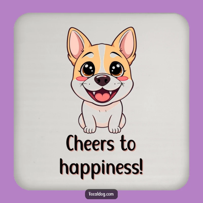 Funny Grinning Dog Coaster: Sparkling Eyes, Protect Surfaces with Humor Gift