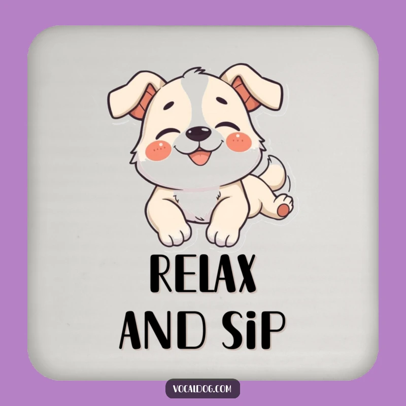 Funny Dog Drink Coaster: Languid Stretch Bliss, Relaxed Table Gift