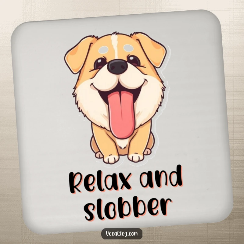 Funny Coasters: A dog with its tongue lolling out, looking completely content. These funny coasters add relaxed charm and protection.