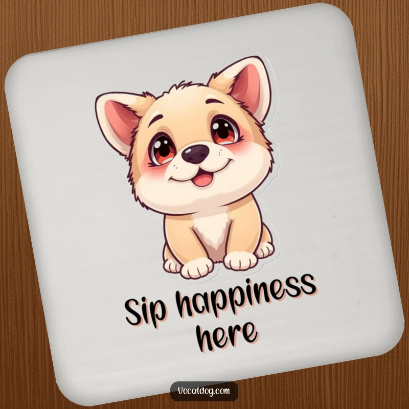Funny Drink Coaster showcasing a dog with adoring eyes, radiating pure happiness and adding cheerful protection.