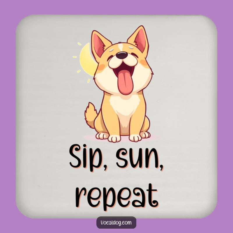 Funny Dog Sun Panting Coaster: Protect Surfaces with Sunny Canine Joy