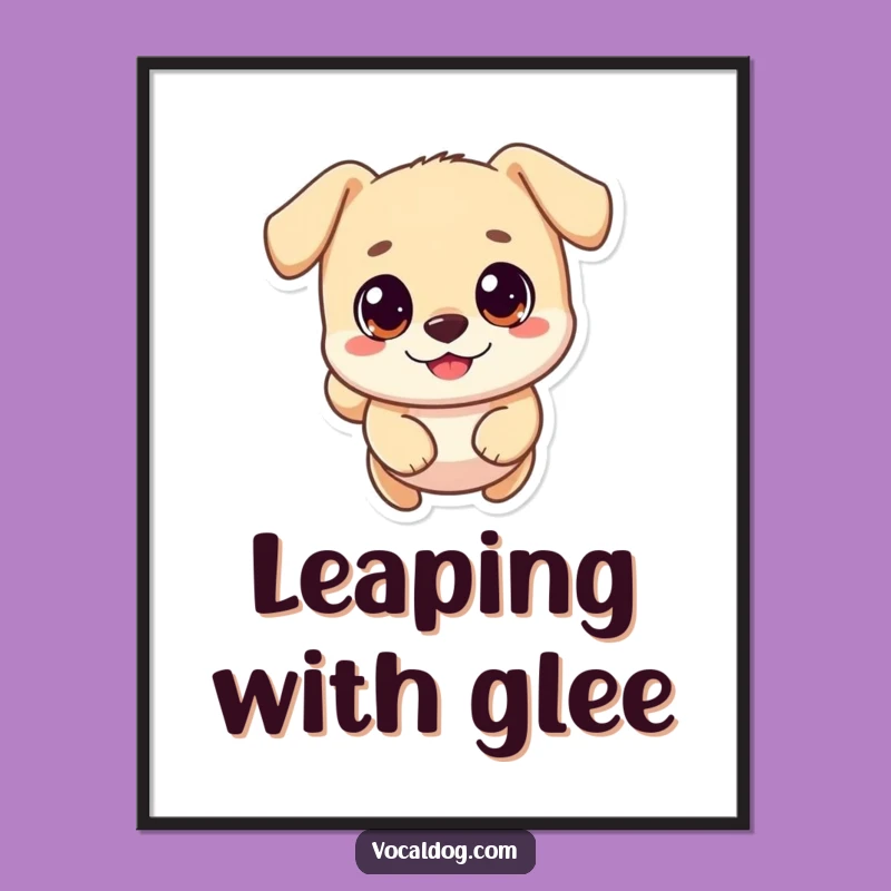 Funny Bounding Dog Poster: Round Character Art, Perfect Funny Gift Wall Decor