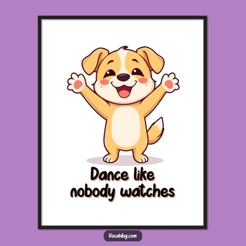 Funny Dancing Dog Poster: Joyful Art Print, Perfect Gift for Dog Lovers