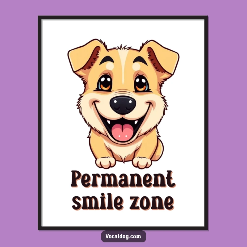 Funny Dog Goofy Grin Poster: Wall Art That Radiates Happiness
