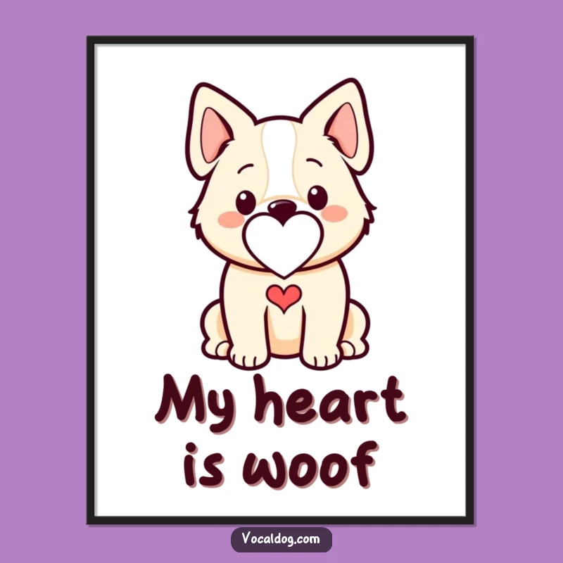 Funny Dog Heart Outline Poster - Heartwarming Wall Art for Pet Gift