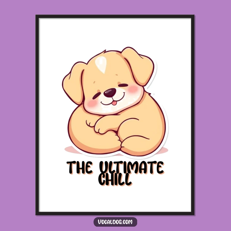 Funny Dog Poster: Content Sigh Comfort, Relaxing Art, Cozy Gift