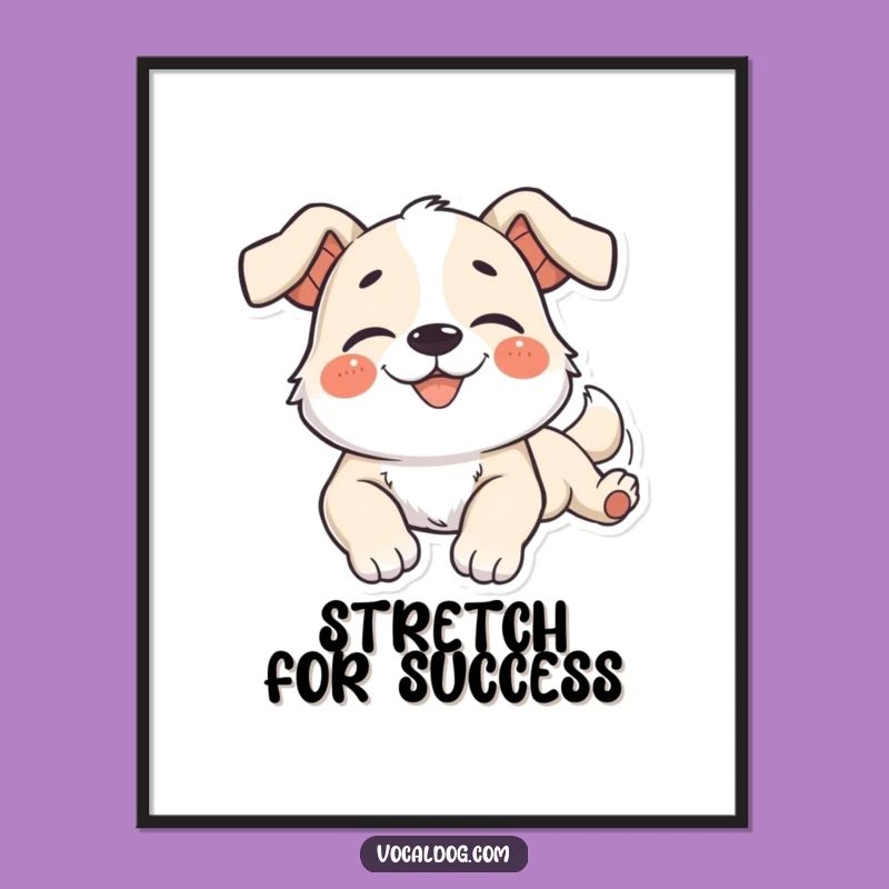 Funny Dog Poster: Languid Stretch Bliss, Relaxing Art, Cozy Gift