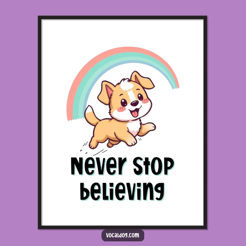 Funny Dog Rainbow Poster - Optimistic Pup Art Print, Whimsical Wall Decor Gift!
