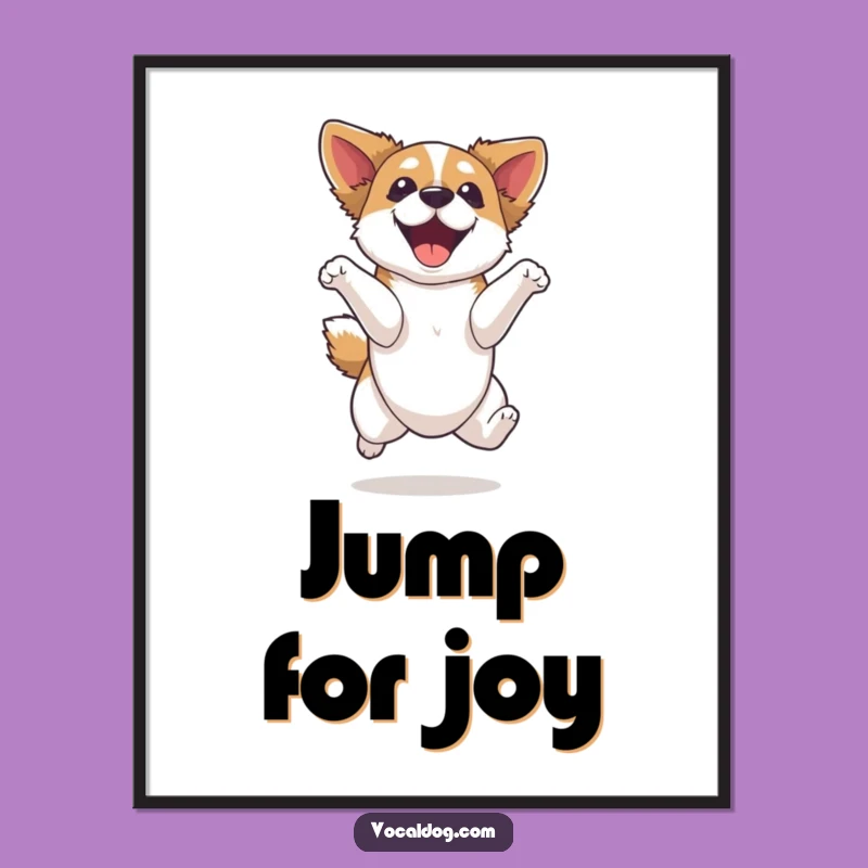 Funny High Bounce Dog Poster: Elation Art - Whimsical Wall Decor Gift