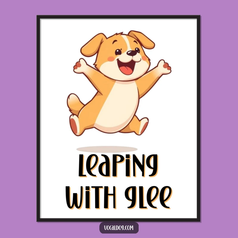 Funny Leaping Dog Poster: Vibrant Art for a Hilarious, Energetic Home
